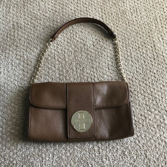 Kate Spade Brown Leather Purse w/Gold Chain Strap - Picture 3 of 13